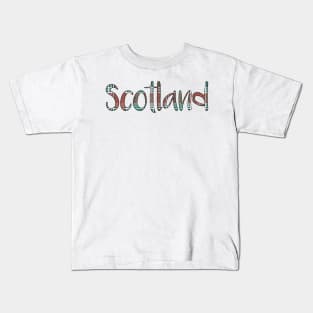 Scotland Christmas Tartan Map Typography Design Kids T-Shirt